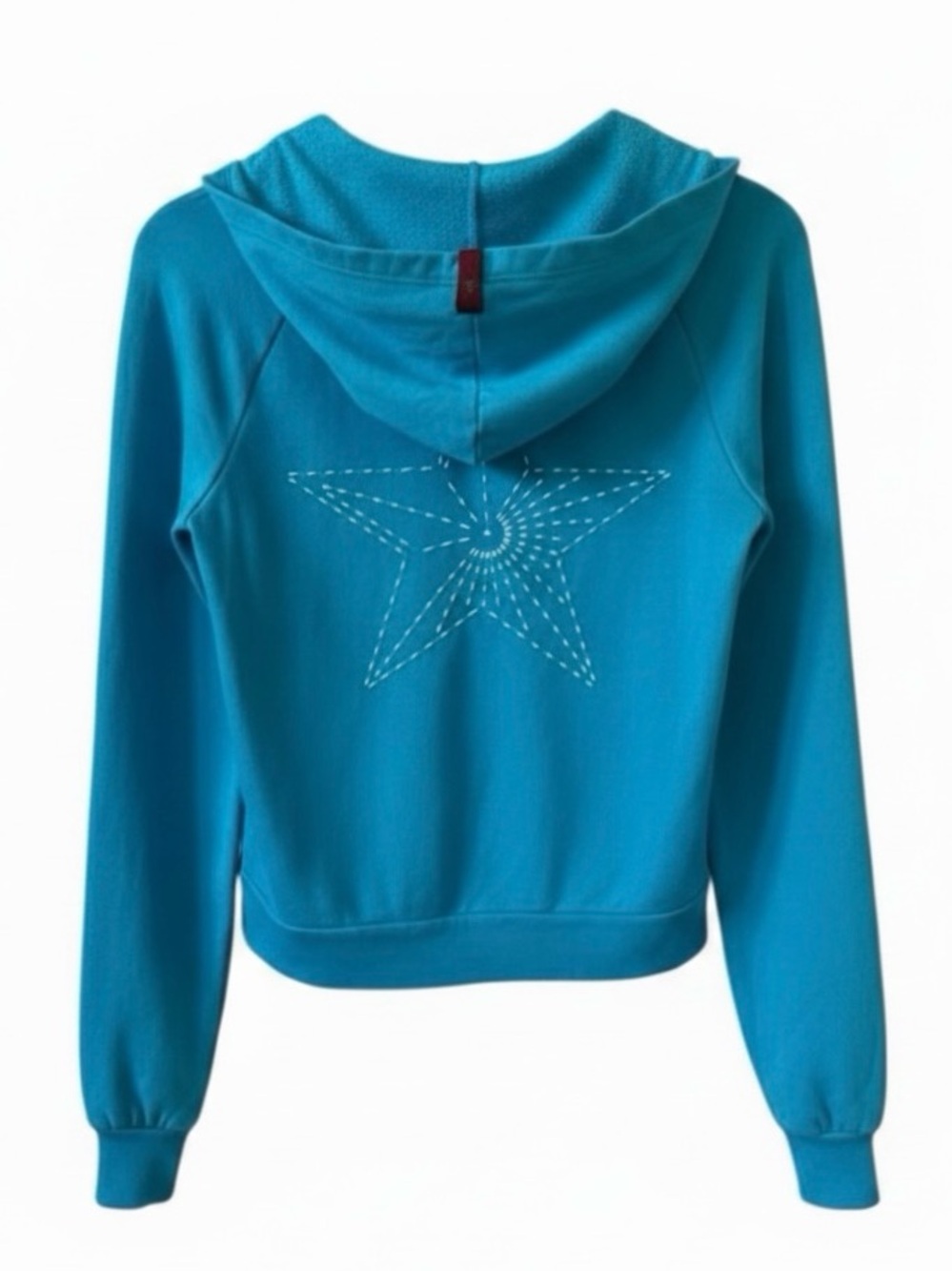 People's Liberation Aqua Blue Zip Hoodie with Star Stitch Detail Size XS